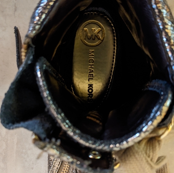 Michael Kors Vintage Gold Leather High Top Sneakers Size 6 - Picture 6 of 7